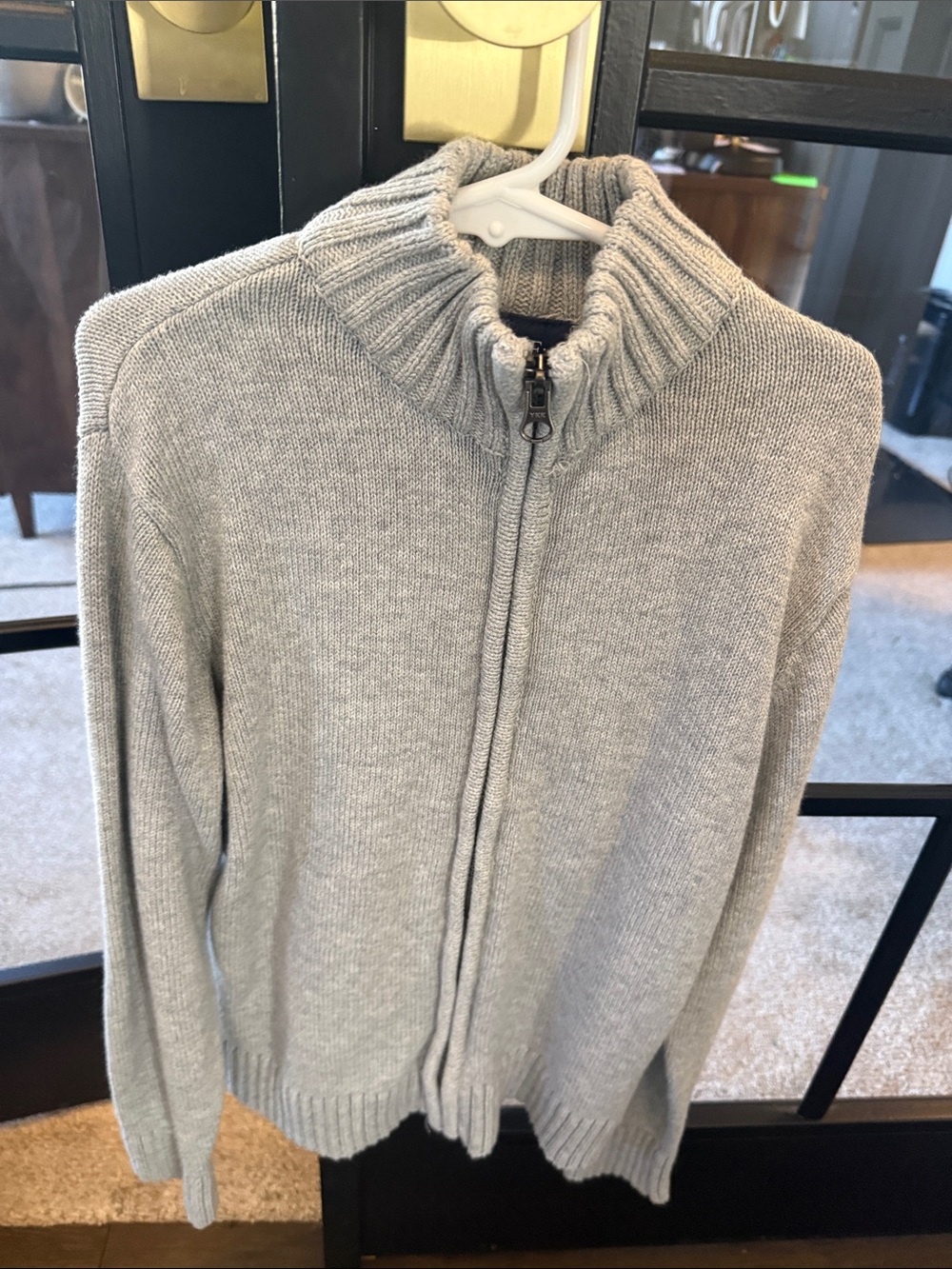 Place Light Gray Full-Zip Knit Sweater